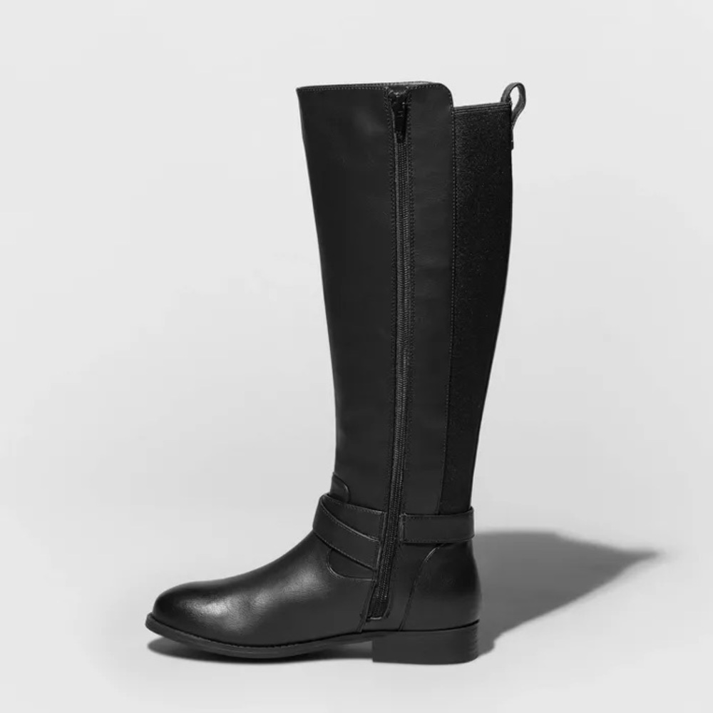 A New Day Faux Leather Buckle Riding Boots - Picture 2 of 4
